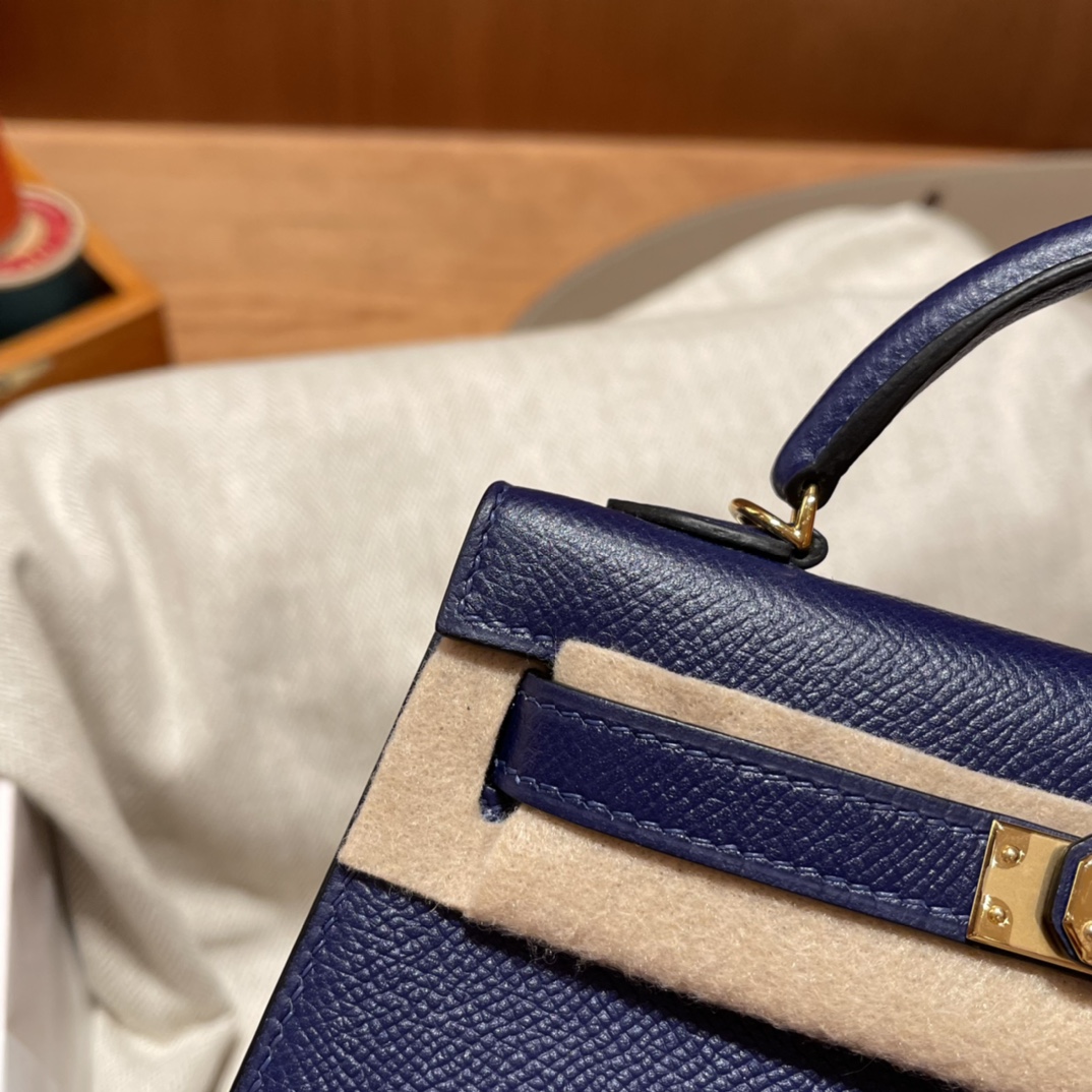 에르메스 미니 켈리백19 사파이어블루 은장 앱송